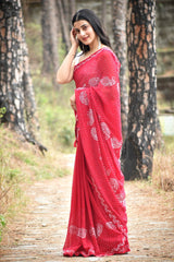 PARTY WEAR ZOMATO COTTON SILK SAREE WITH SHINING DIAMOND WORK