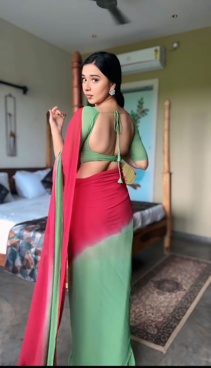 1 MIN READY TO WEAR  SAREE IN IMPORTED GEORGETTE WITH  BLOUSE