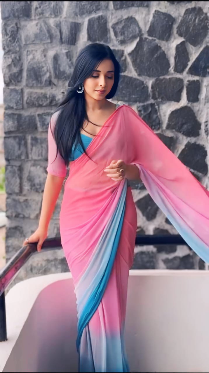 1 MIN READY TO WEAR  SAREE IN IMPORTED GEORGETTE WITH  BLOUSE