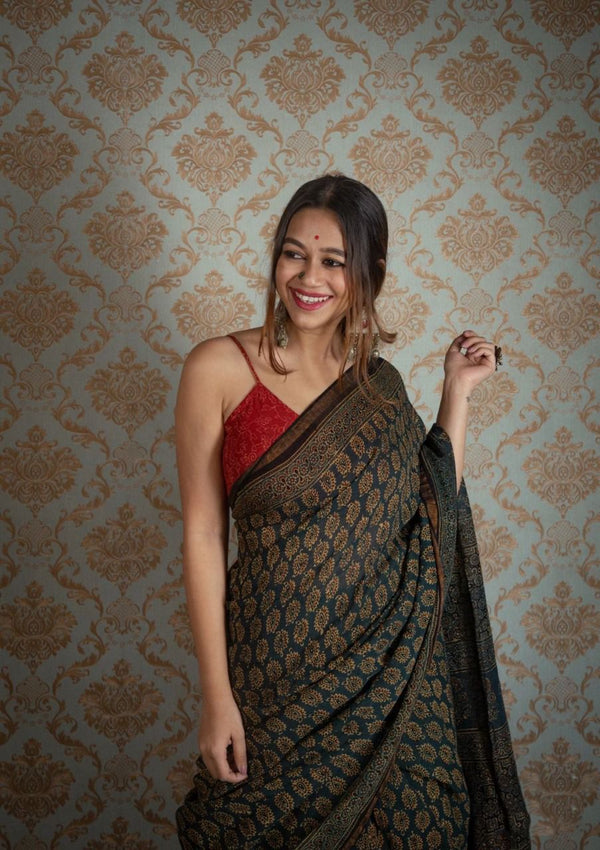 Jaypuri  BlockPrinted Cotton Mul Saree