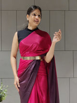 1-MIN READY TO WEAR SAREE IN PREMIUM CHERRY CHINON WITH BLOUSE