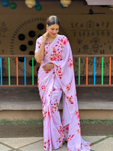 1-Min Ready To Wear Saree In Premium Chinon With Blouse