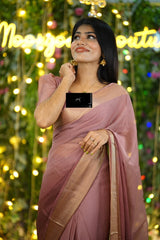 1-Min Ready To Wear Saree In Premium Chiffon Silk With Zari Patta