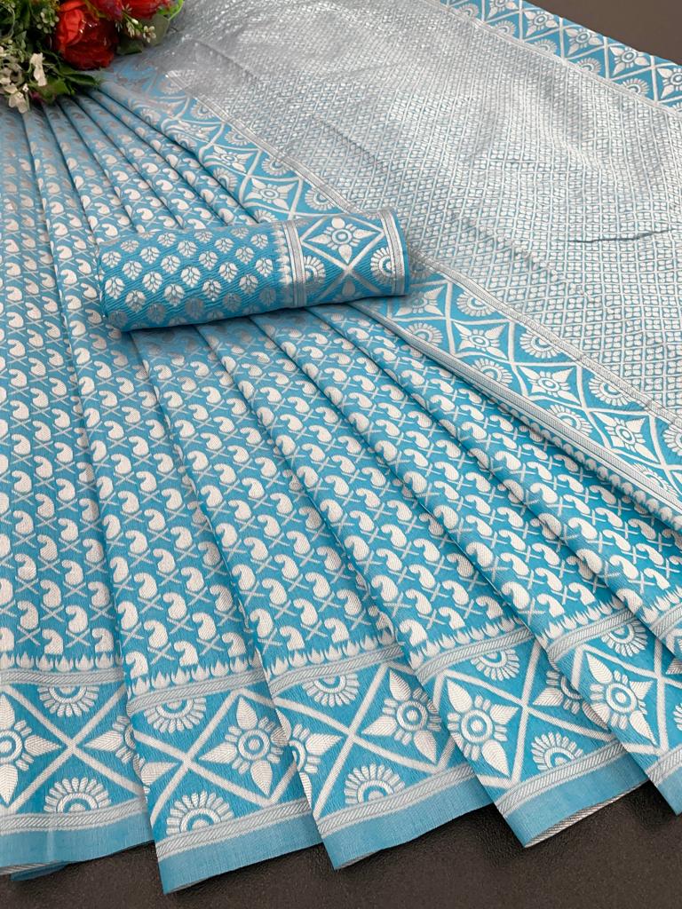 Royal Sky Blue Premium Soft Silk Saree With Rich Pallu