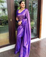Royal Purple Zari Woven Kanjivaram Saree - Special Wedding Edition