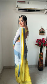 1 MIN READY TO WEAR  SAREE IN IMPORTED GEORGETTE WITH HEAVY BLOUSE