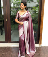 SUPER SOFT SILK SAREE WITH RICH PALLU IN  MAROON COLOR WITH SILVER ZARI WEAVING