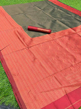 JERRY GREEN SAREE WITH COPPER RICH BORDER