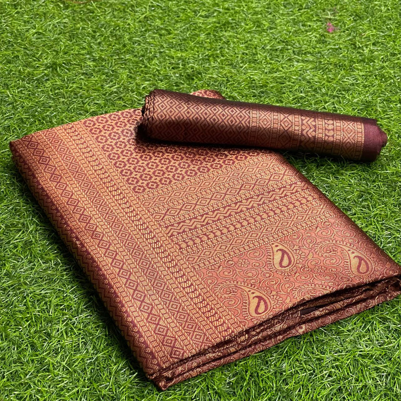 Premium MAROON COLOR SAREE WITH COPPER ZARI WEAVING