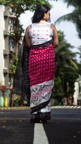 PURE LINEN COTTON IN IKAT GEOMATRIC PATTERN WITH BLOUSE