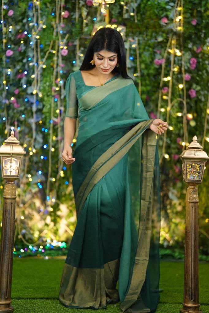 1-MIN READY TO WEAR SAREE IN PREMIUM CHIFFON SILK WITH ZARI PATTA