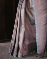 PURE BANARASI SILK SAREE IN GRAY COLOR WITH COPPER ZARI WORK