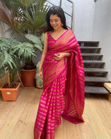 PURE BANARASI SILK SAREE IN PEACH COLOR WITH COPPER ZARI WORK