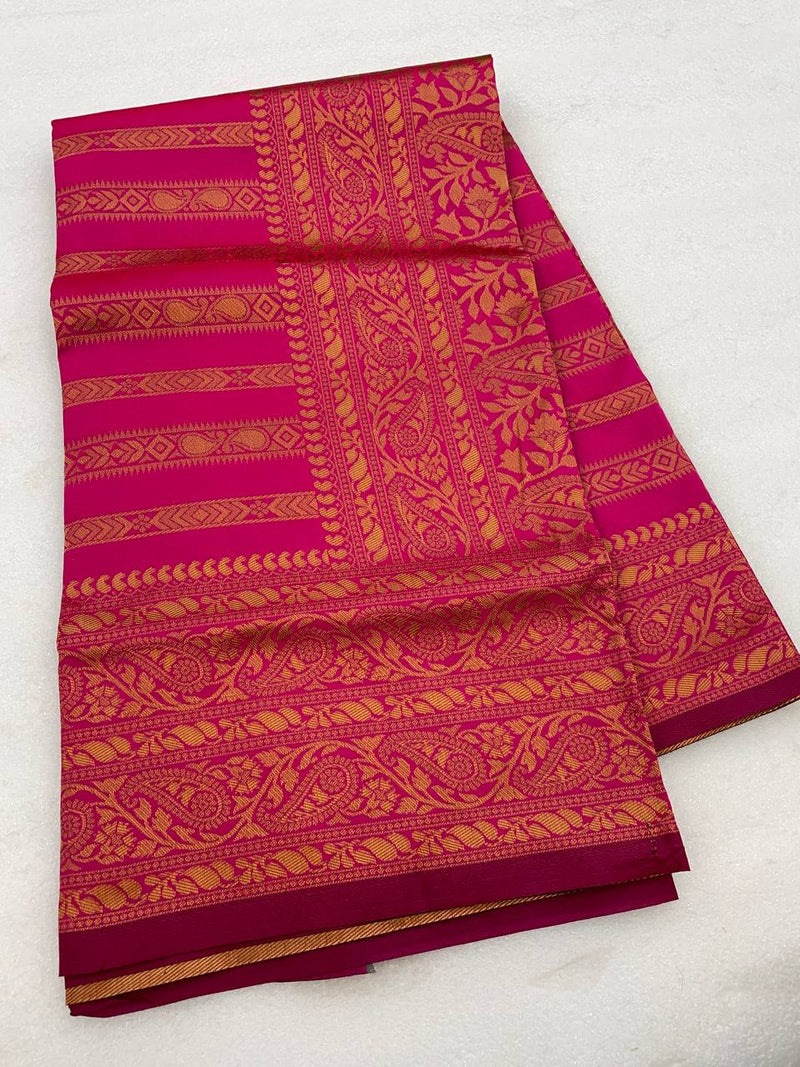 PURE BANARASI SILK SAREE IN PEACH COLOR WITH COPPER ZARI WORK