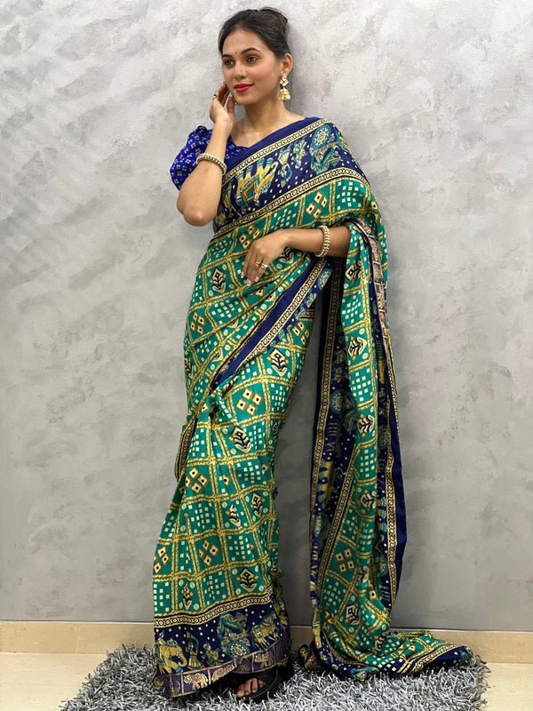 1-Min Ready To Wear Rama Saree In Beautiful Rich Pallu