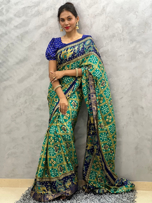 1-Min Ready To Wear Rama Saree In Beautiful Rich Pallu